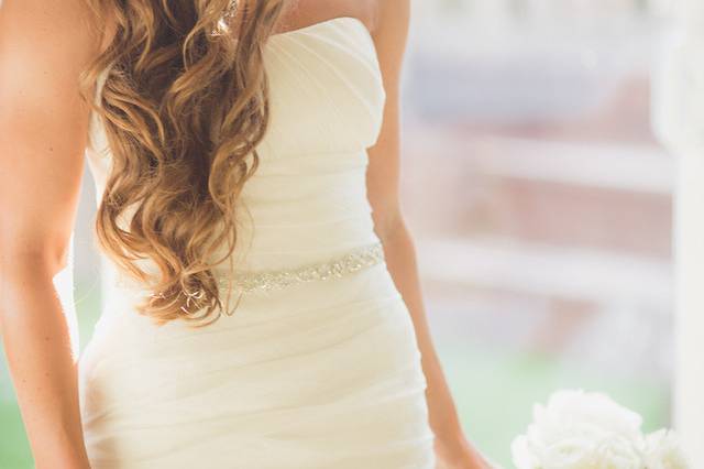 The bride holding her bouquet