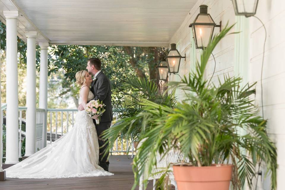 Kiss on the porch