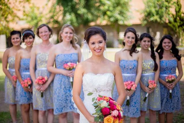 Bride and her bridesmaids