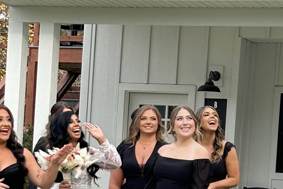 Bride and bridesmaids