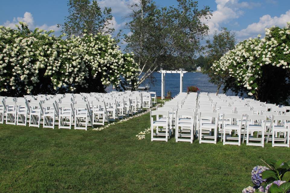 Outdoor wedding ceremony setup