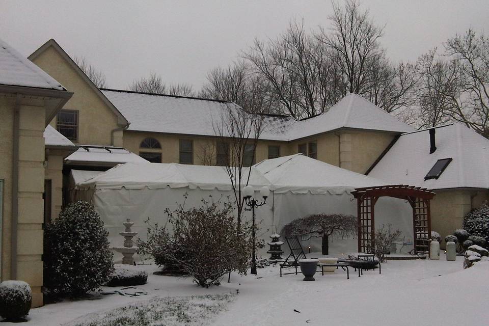 Snow day, backyard wedding