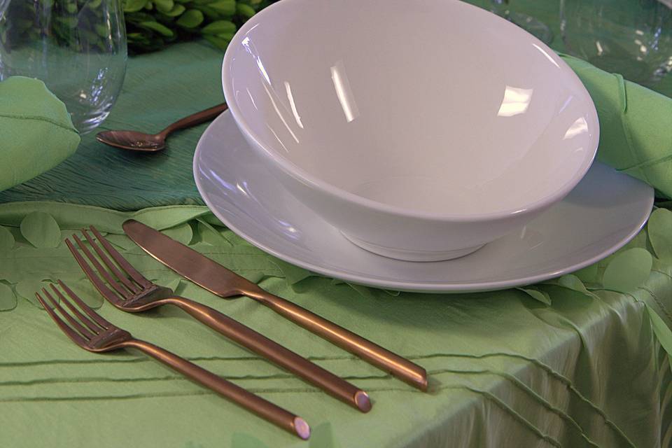 Copper flatware, coupe dishes