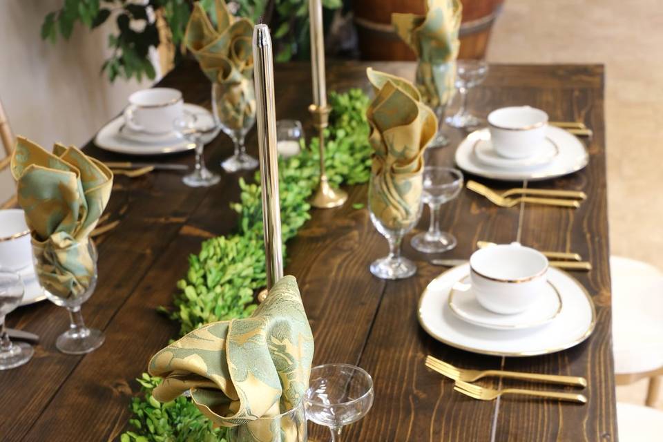 Farm table with gold