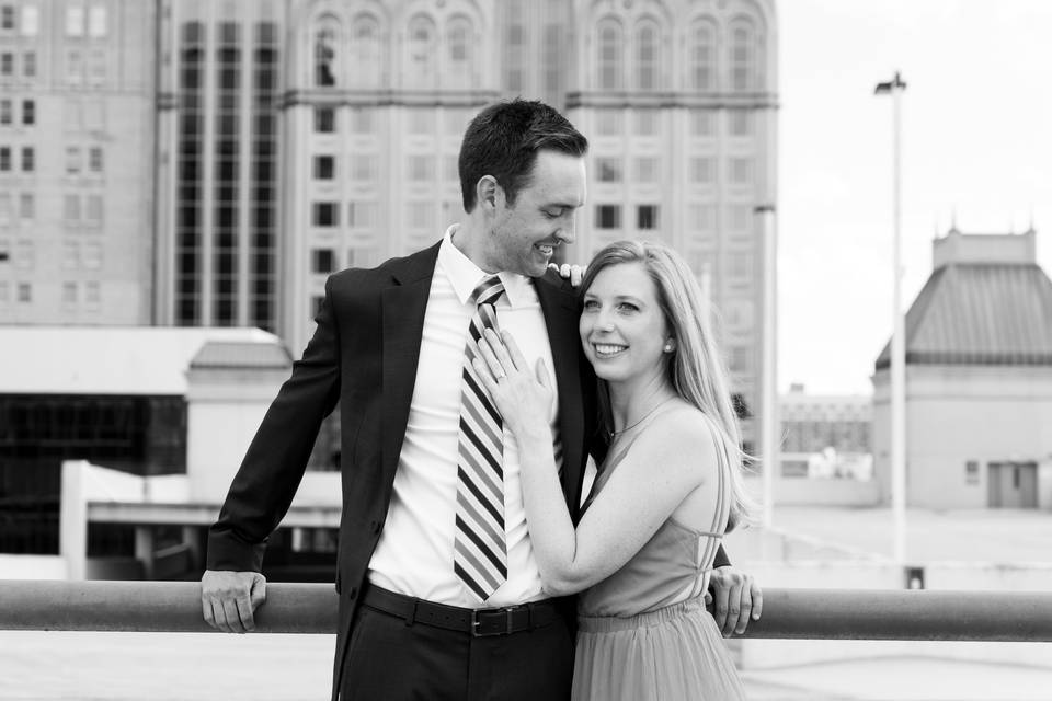 Black & white engagement photo
