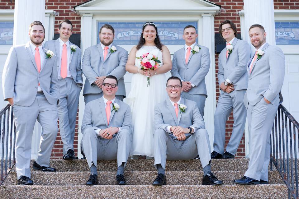 Bride with groomsmen