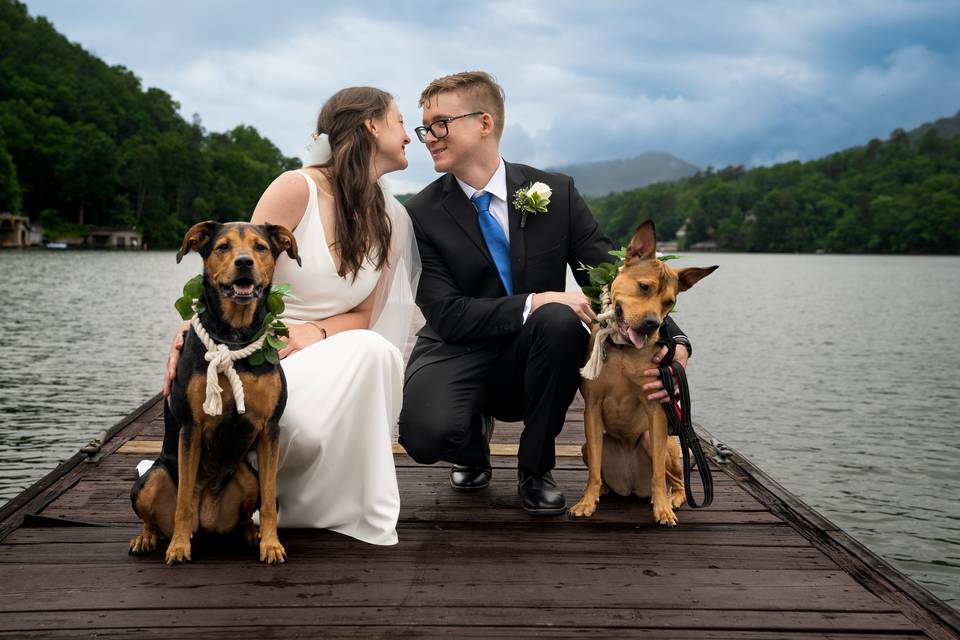 Couple with their dogs