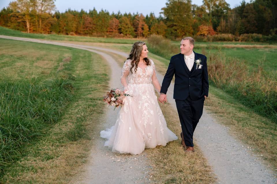 Married couple walks together