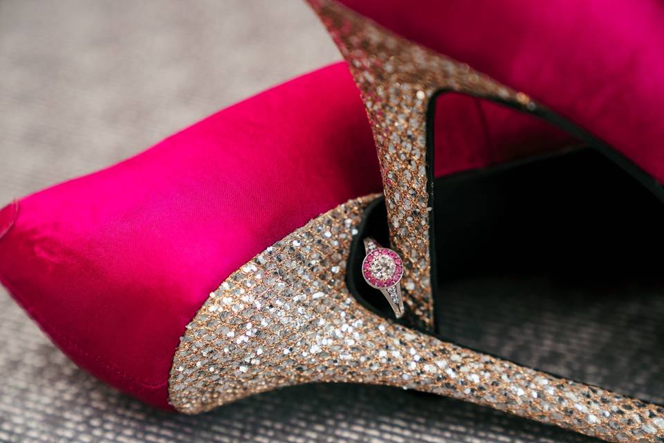 Shoe and wedding ring detail