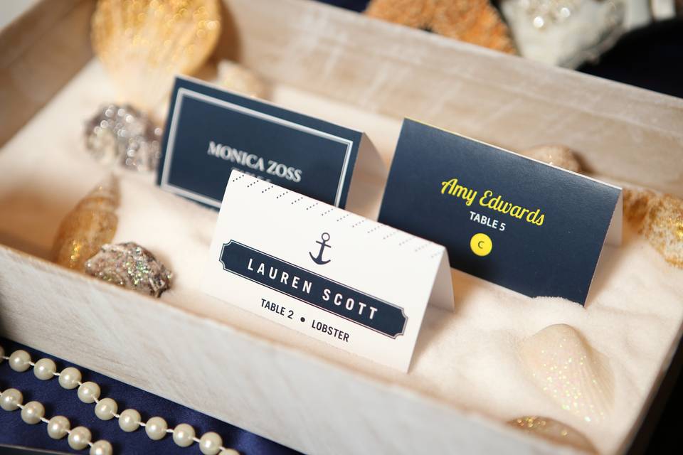 Nautical/beach place cards or escort cards