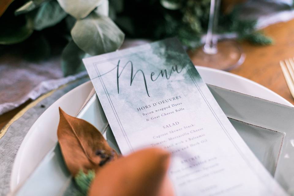 Menu Rose Gold foil