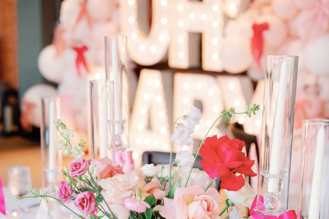 Soft pink floral centerpieces