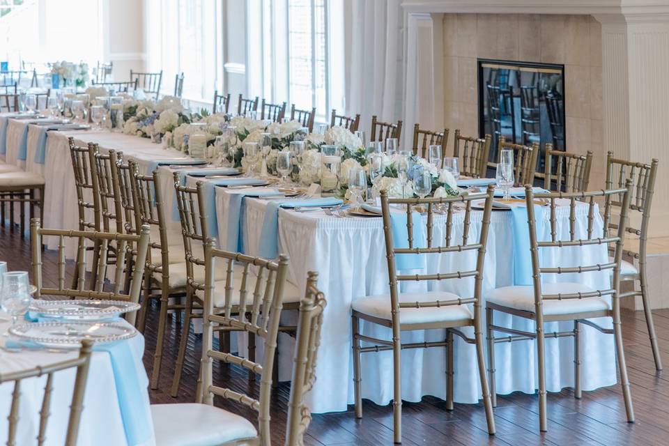 White and blue wedding