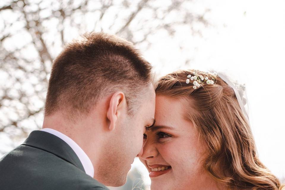 Couple forehead touching