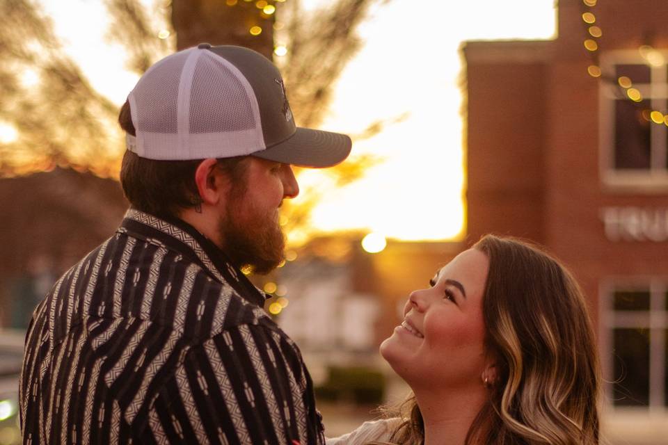 Couple looking at each other