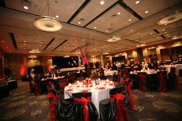 Red, with black satin and white damask!
