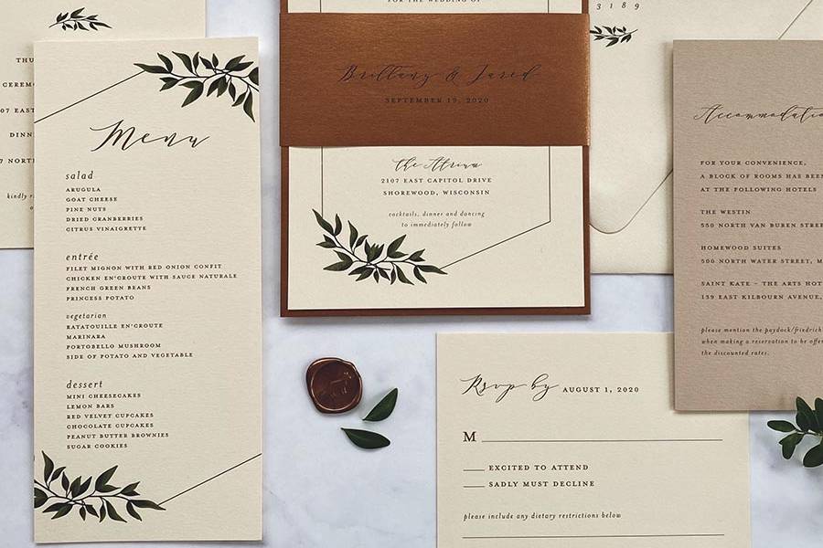 Copper neutral invitations