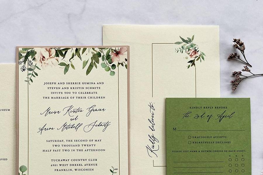 Garden floral invitations