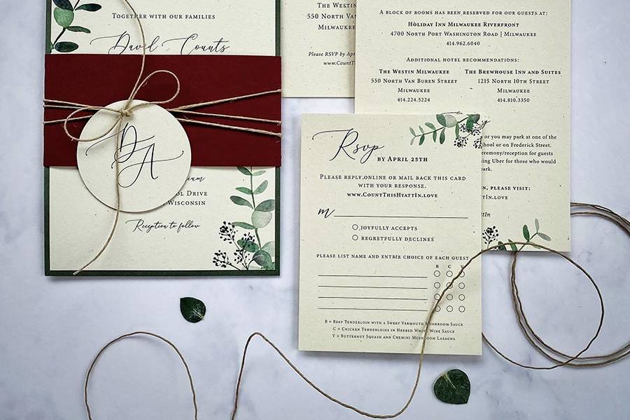 Greenery invitations