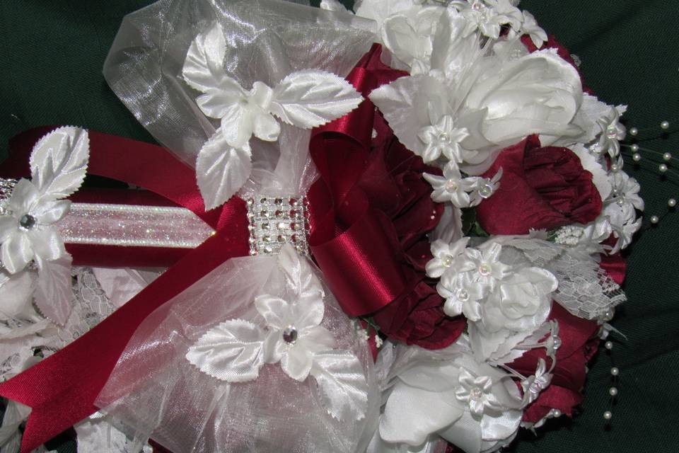 Red and white bridal wedding bouquet