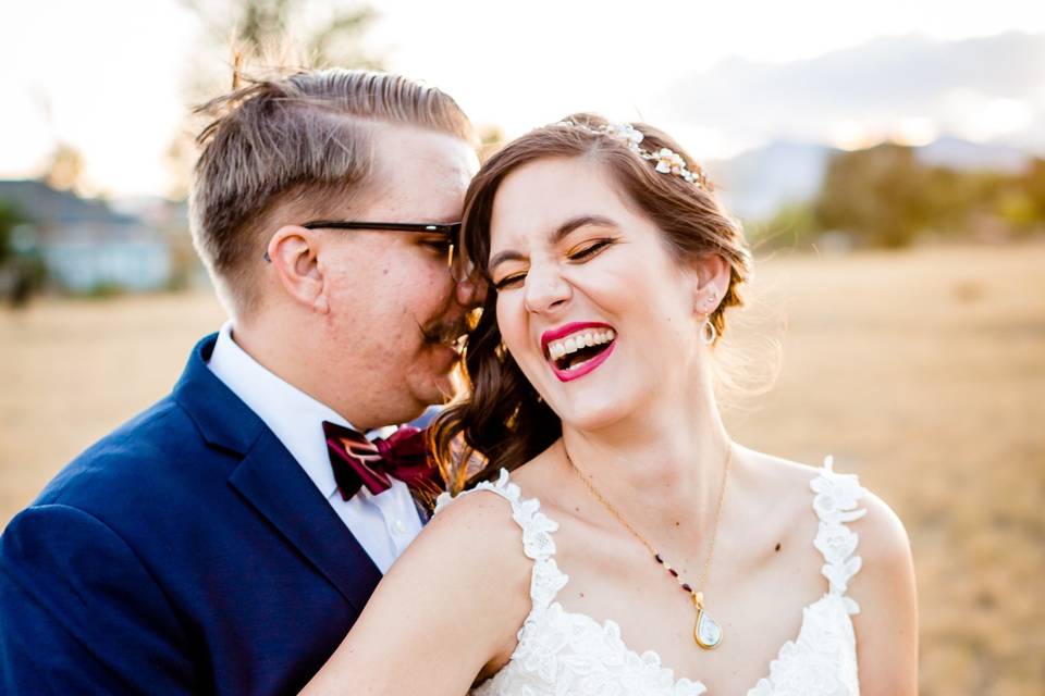 Groom making Bride laugh