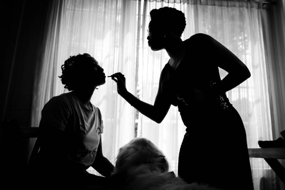 Silhouette Bride Getting Ready