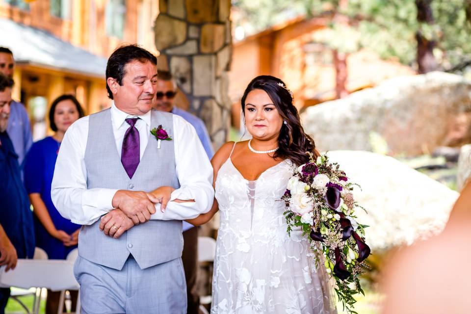 Bride walking down the aisle