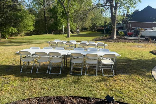Tables and folding chairs