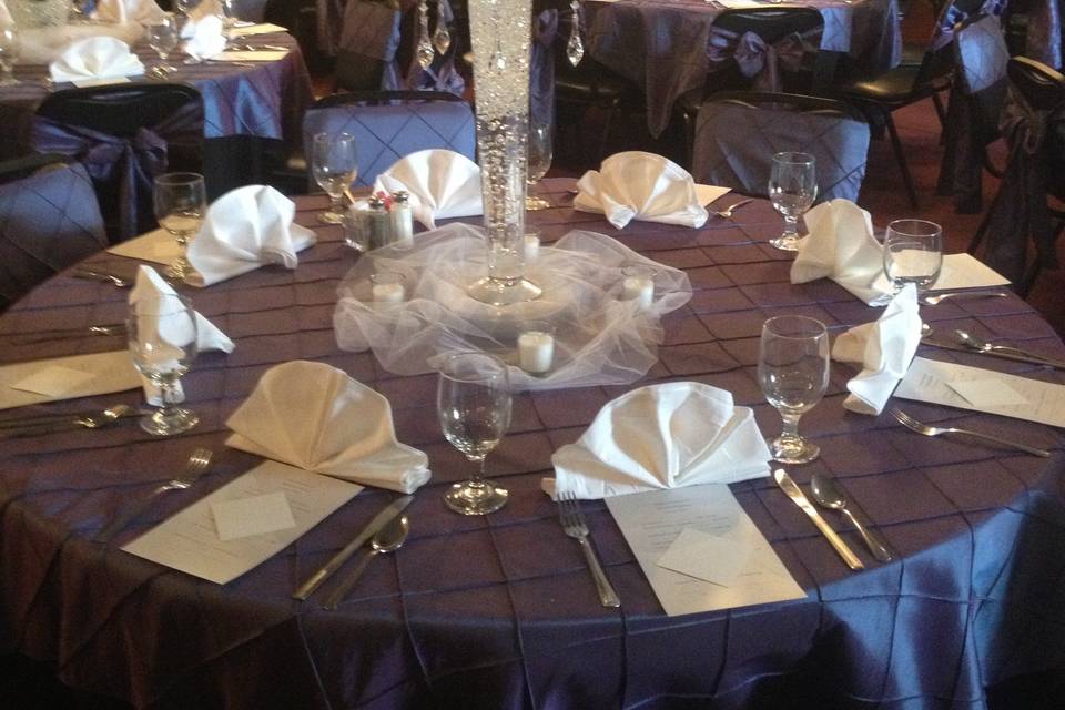 Table setup with centerpiece