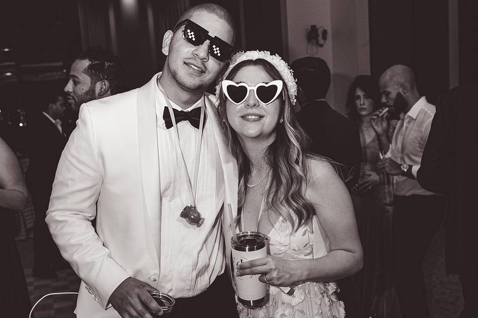 Cool bride and groom