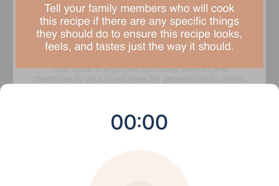 Recording recipe voice notes
