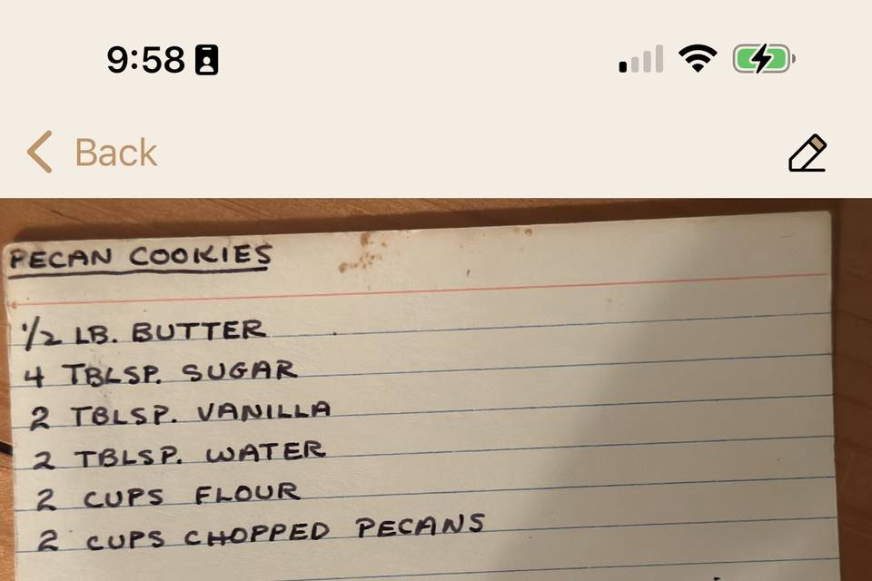 Recipes as displayed in the ap