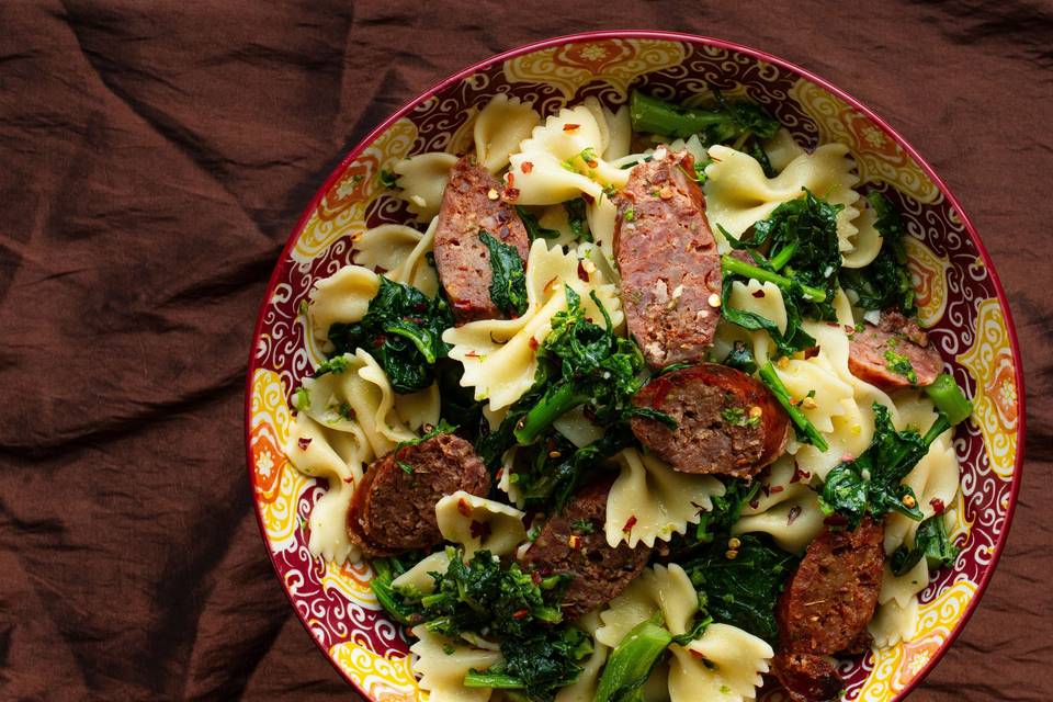 Farfalle with sausage
