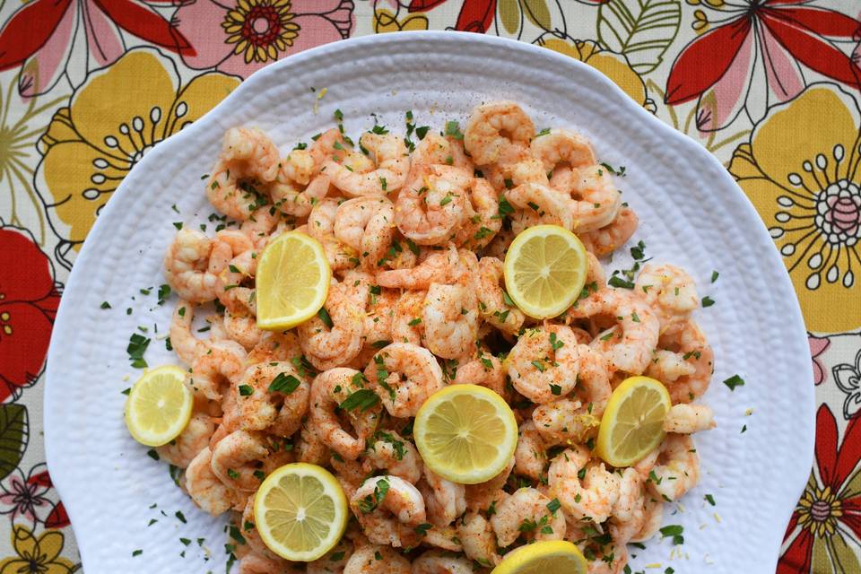 Old bay shrimp, lemon