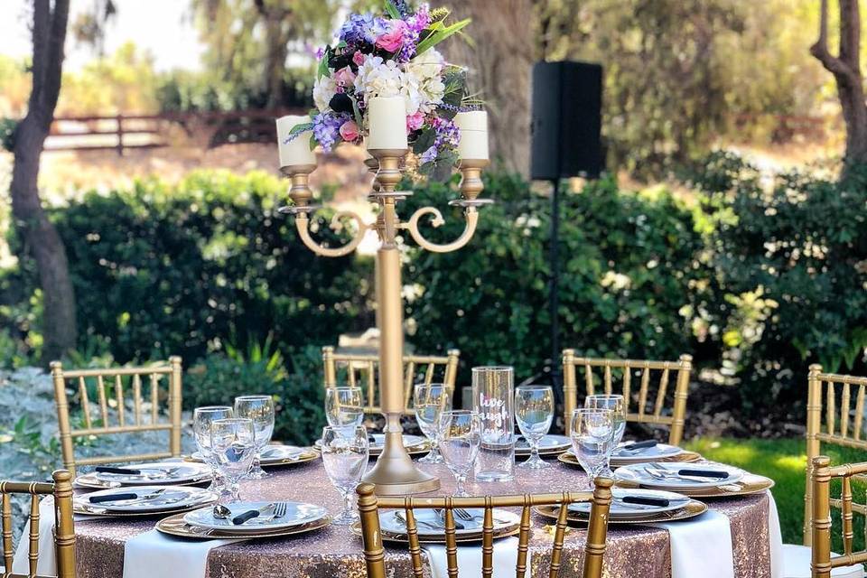 Gold Candelabra Centerpieces