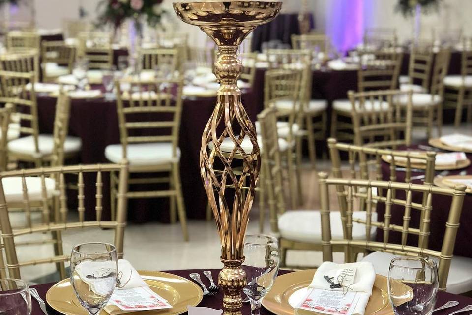 Gold Spiral Candle Centerpiece