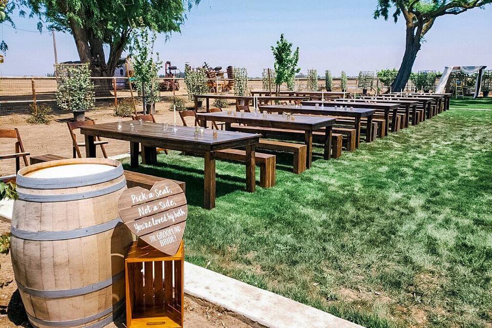 Farm Table Bench Reception