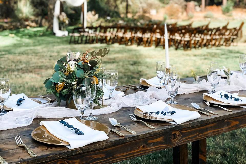 Gold Accent Rustic Tables