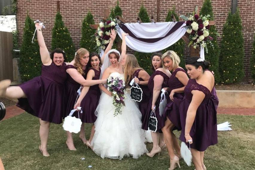 The bride with her bridesmaids