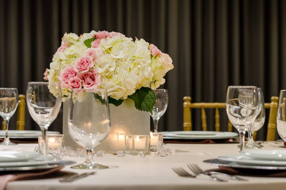 Table setup with centerpiece