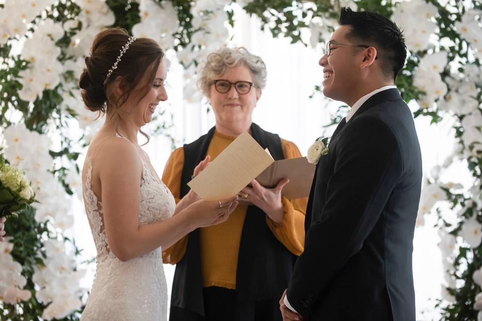 Reading her own vows