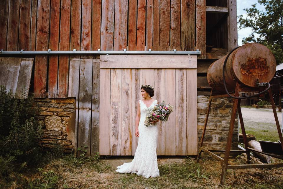 Bride and the barn