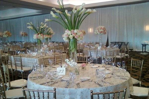 Table setup with centerpiece