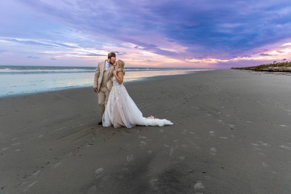 Beach sunset wedding
