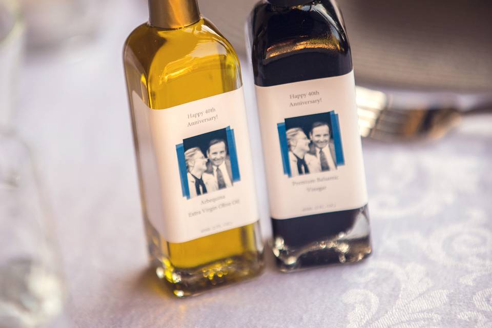 Party favors with photos on the label