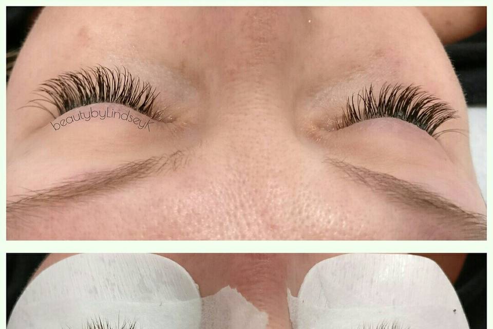 Before and After eyelash extensions.
Eyelash Extensions are waterproof. You can cry those happy tears, go swimming on your honeymoon or sweat while working out to get that amazing bridal body. Or you can just wake up to your new husband looking amazing and put together without a stitch of makeup.