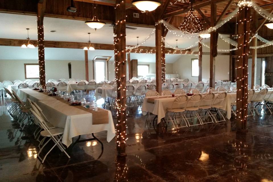 Indoor white table setup