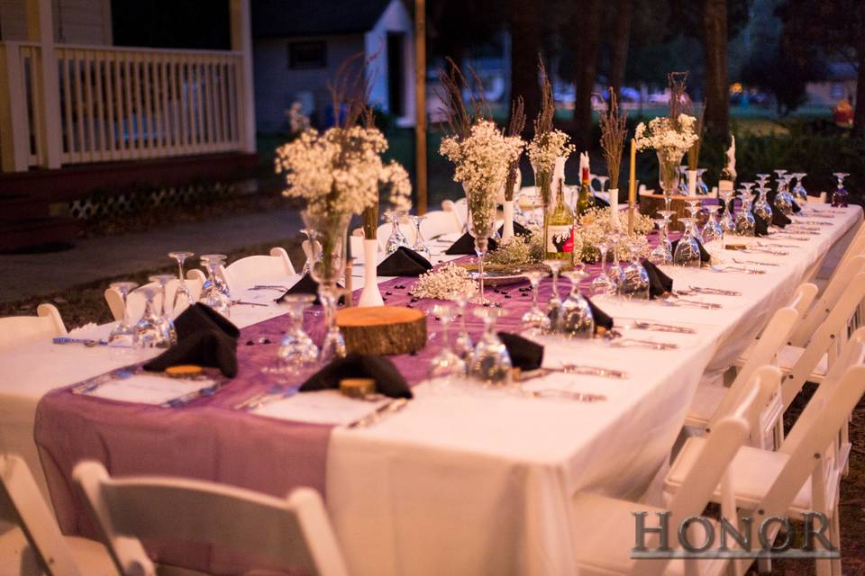 Table set up with centerpiece