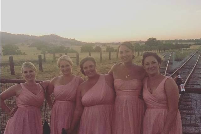 all up for the bridesmaids for an out door wedding