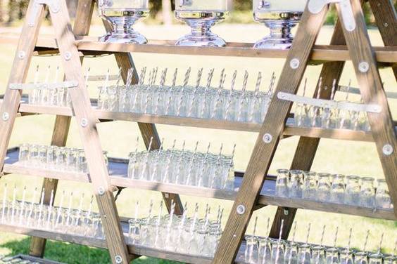 Wooden ladder drink station